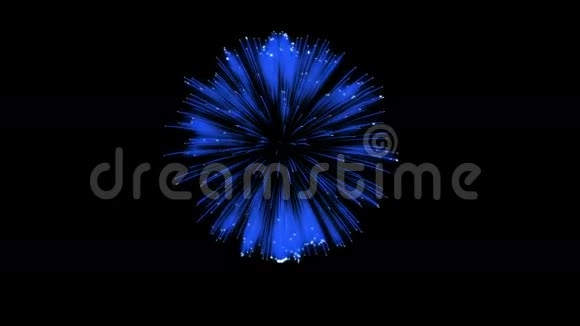 色彩斑斓的单根烟火在夜晚壮观的单一烟花3D渲染蓝色版本28视频的预览图