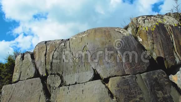 阿尔泰山KalbakTash遗址上发现的古代岩石化石视频的预览图