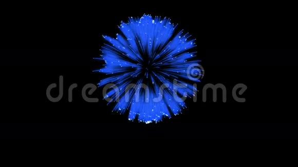 色彩斑斓的单根烟火在夜晚壮观的单一烟花3D渲染蓝色版本34视频的预览图