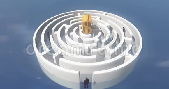 迷宫中央4k美元符号商人站在迷宫入口视频的预览图