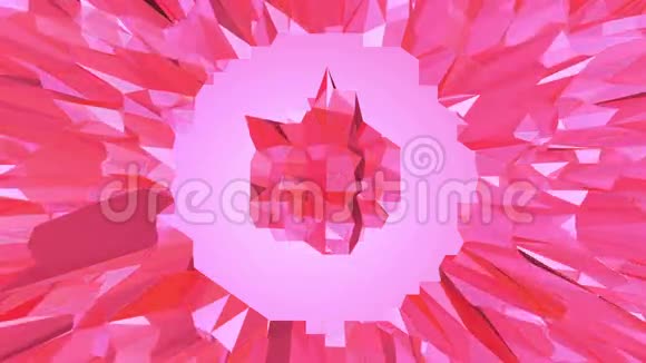 玫瑰或粉红色低聚挥动表面作为青年背景红色多边形几何振动环境或脉动视频的预览图