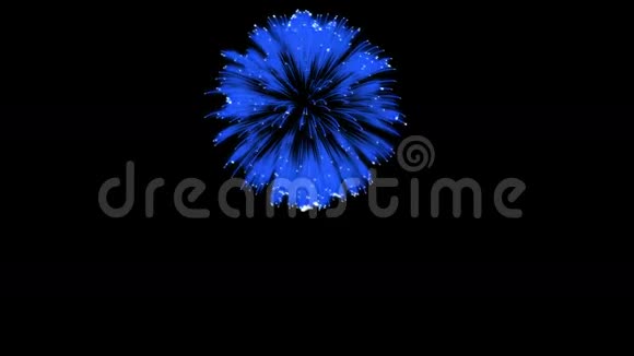 色彩斑斓的单根烟火在夜晚壮观的单一烟花3D渲染蓝色版本33视频的预览图
