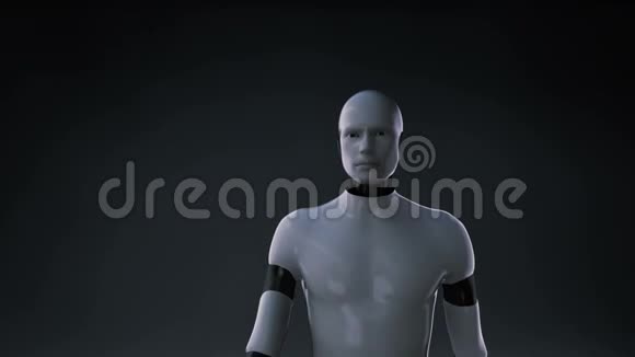 机器人半机器人触摸屏幕无数点聚集创建一个VR标志虚拟现实概念低聚贡网页视频的预览图