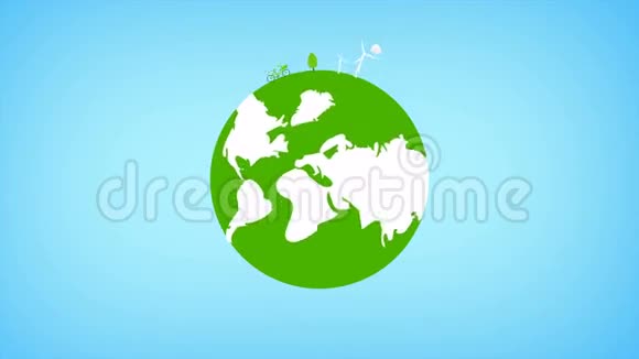 旋转地球和生态图标动画的自然保护和生态概念4K渲染3840x2160视频的预览图