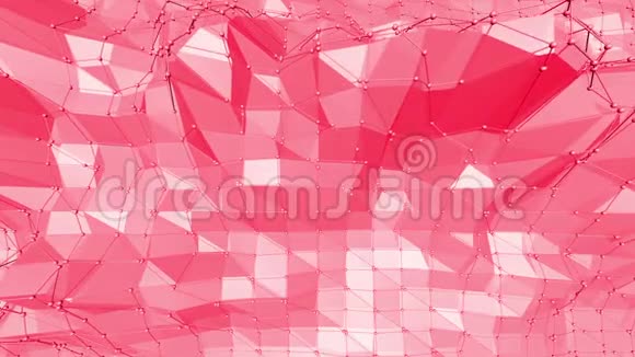 玫瑰色或粉红色低聚振荡表面作为折纸景观多边形镶嵌红色振动环境或脉动视频的预览图
