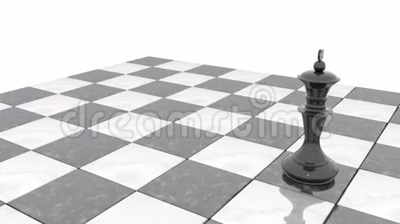 三维动画两个国际象棋人物在运动场上白王是胜利者是失败者黑谎躺在他脚下坠落坠落视频的预览图
