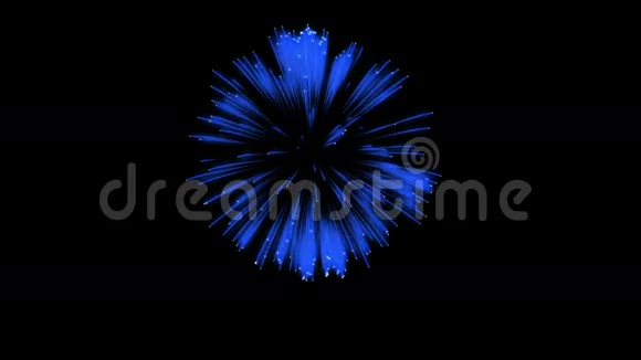 色彩斑斓的单根烟火在夜晚壮观的单一烟花3D渲染蓝色版本36视频的预览图