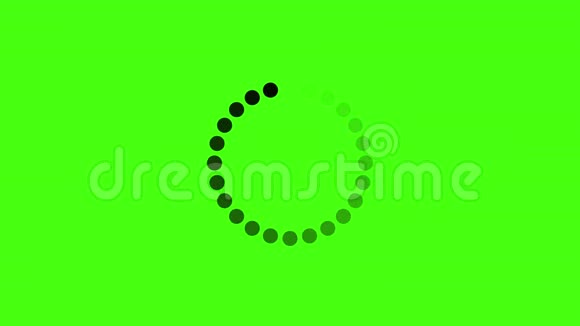 4k加载屏幕绿色背景上的黑点动画圈视频的预览图