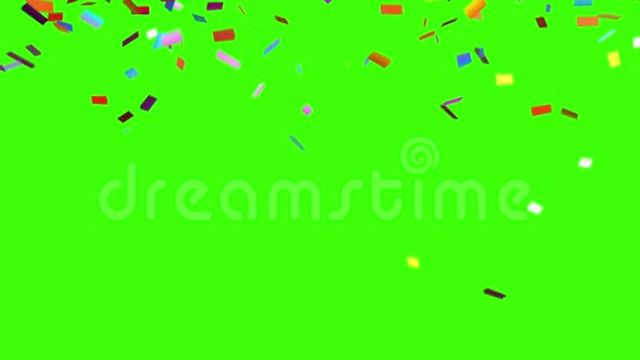 绿色背景下的纸屑瀑布视频的预览图