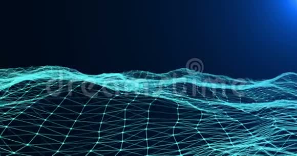 抽象三维渲染技术丛蓝动态数字曲面在蓝梯度上的光背景几何运动视频的预览图