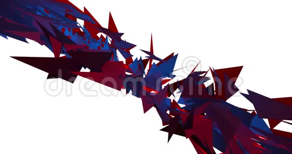 红色和蓝色变形三角形脉冲背景形状4k动画视频剪辑视频的预览图