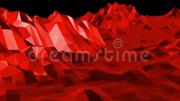 抽象挥动红色低聚表面作为景观或化学结构在时尚低聚设计多边形镶嵌视频的预览图