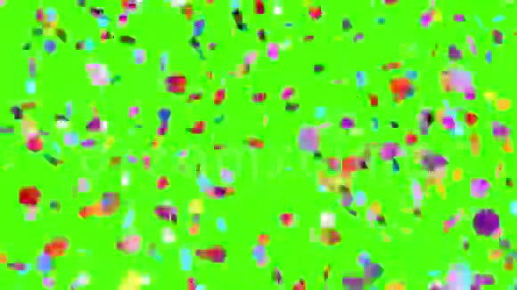 绿色背景下的纸屑瀑布视频的预览图