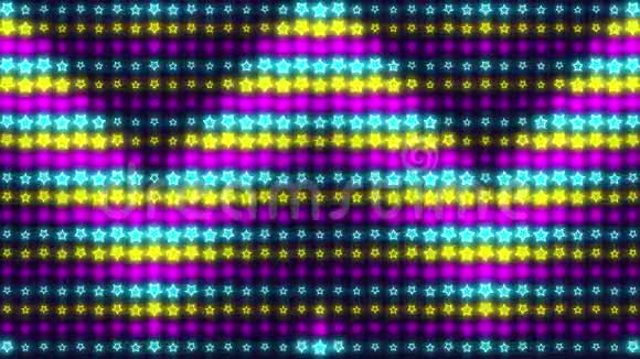 80年代老派霓虹复古波浪图案循环动画抽象背景视频的预览图