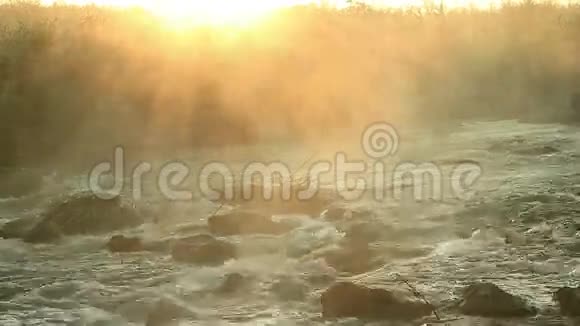黎明在奔腾的河流上视频的预览图