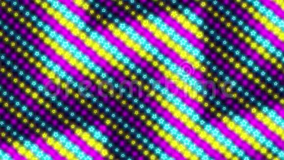 80年代老派霓虹复古波星图案循环动画抽象背景视频的预览图