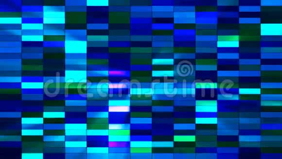闪烁水平小方压高科技酒吧蓝色抽象可循环4K视频的预览图
