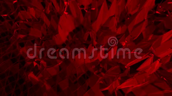 深红色低聚挥动表面作为美丽的背景暗红色多边形几何振动环境或视频的预览图