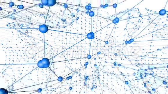 抽象简单的蓝色挥动三维网格或网格作为清晰的背景蓝色几何振动环境或脉动数学视频的预览图