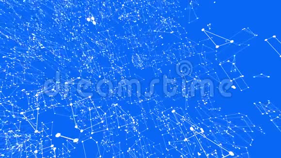 抽象简单的蓝色挥动三维网格或网格作为宏伟的背景蓝色几何振动环境或脉动视频的预览图
