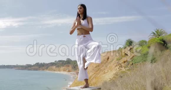 专心练习瑜伽的女人视频的预览图