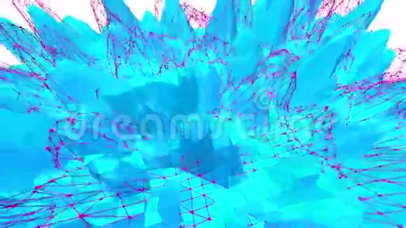 蓝色低聚波面作为计算机环境蓝色多边形的几何摇摆环境或脉动视频的预览图