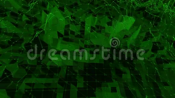 深绿色低聚波面作为梦幻景观深绿色多边形几何振动环境或视频的预览图