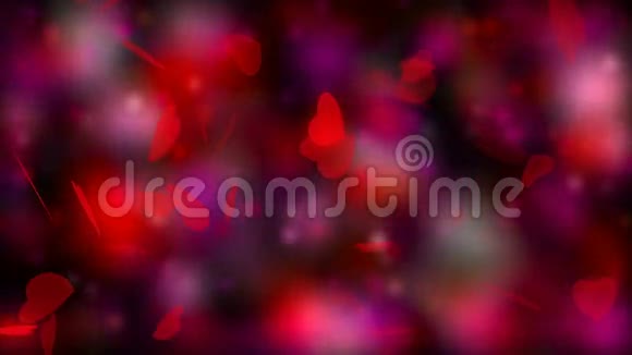 情人节婚礼抽象背景飞扬的红心爱情和婚礼的象征红色闪闪发光的背景视频的预览图