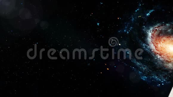 空间站绕着银河飞行美丽的详细动画可循环背景视频的预览图
