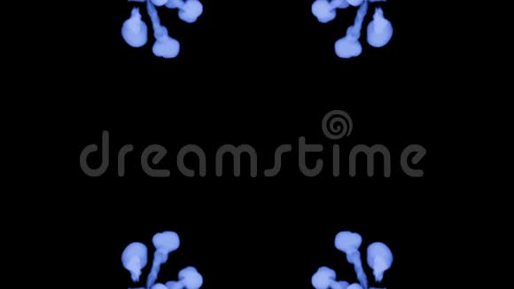 水墨万花筒是一种抽象的水墨背景如罗夏墨迹测试蓝色墨水或烟雾以黑色缓慢隔离视频的预览图