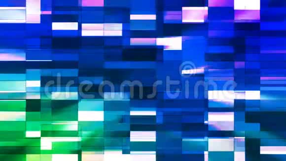 闪烁水平小方压高科技酒吧蓝色抽象可循环4K视频的预览图