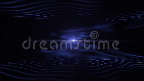 抽象背景在黑色背景下技术蓝色模仿声波中间是浅模糊的蓝色闪烁视频的预览图