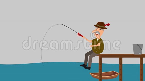 一个男人在钓鱼人鱼动画视频的预览图