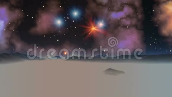 流星飞碟在星云背景下视频的预览图