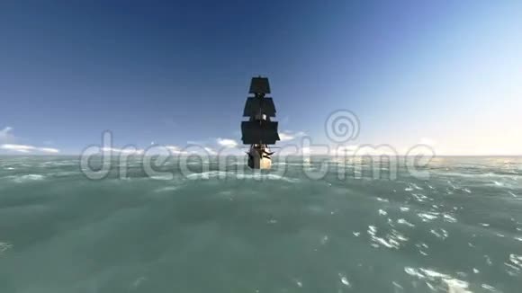 古代帆船在海上航行的画面视频的预览图