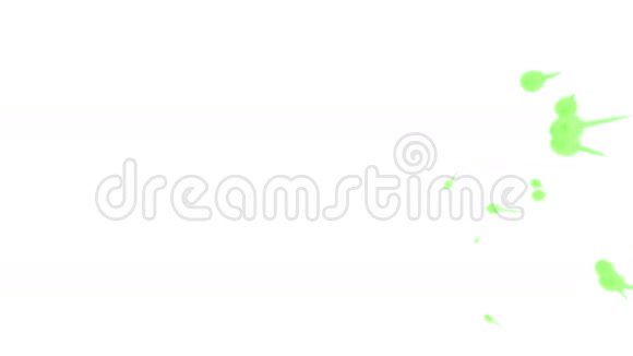 白色背景上溶解在水中的绿色油漆三维渲染体素图形计算机模拟2定型油墨视频的预览图