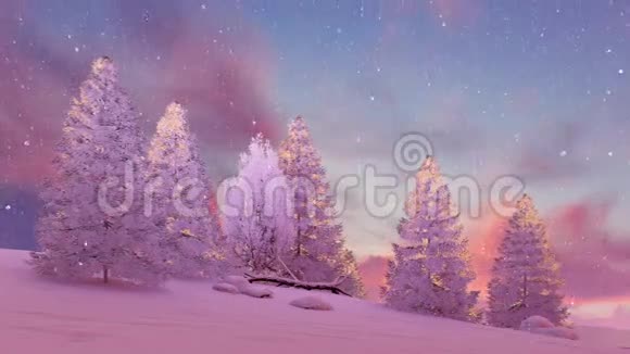 美丽的落日天空覆盖着白雪视频的预览图