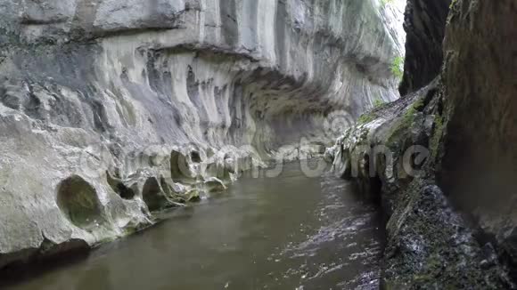 河流在一个狂野的峡谷中流淌视频的预览图