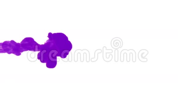 白色背景上的紫罗兰色涂料溶于水中三维渲染体素图形2程式化墨水视频的预览图