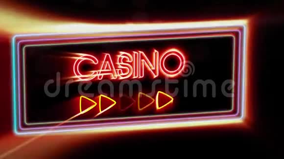 赌场闪闪发光的彩色霓虹灯板背景视频的预览图