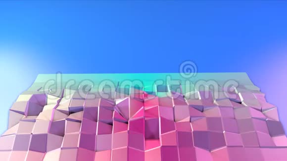 抽象简单的蓝色粉红色低聚三维表面作为未来的网络空间移动纯软低聚运动背景视频的预览图