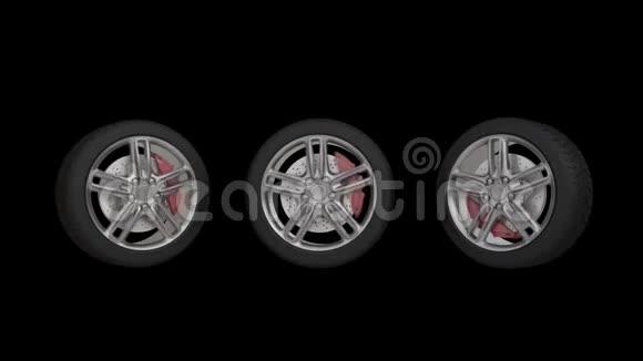 四个汽车轮子高速行驶在路上视频的预览图