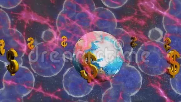 围绕地球旋转金币符号视频的预览图