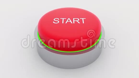 大红色按钮开始铭文被按下概念4K剪辑视频的预览图