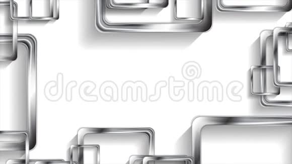 白色背景视频动画中的银色金属方块视频的预览图