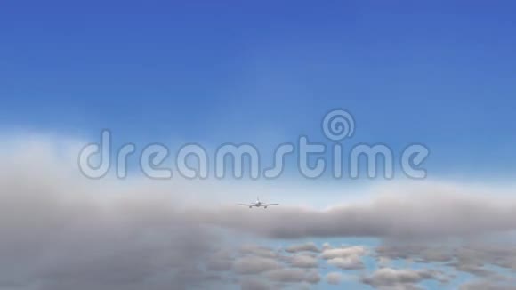 飞机在云层上方飞行的动画正面视图视频的预览图