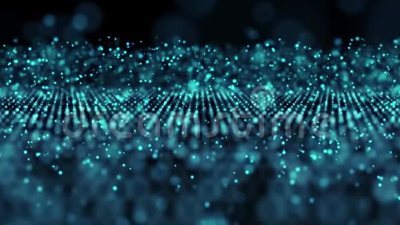 背景蓝色粒子运动图案辉光粒子在黑色背景上运动抽象点视频的预览图