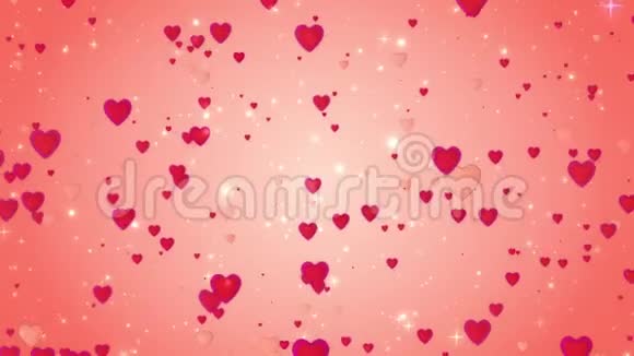 浪漫婚礼红色背景红心的运动爱情象征瓦伦丁3D动动画视频的预览图