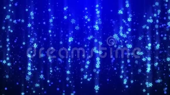 蓝色雪花飘落的问候圣诞背景循环视频的预览图