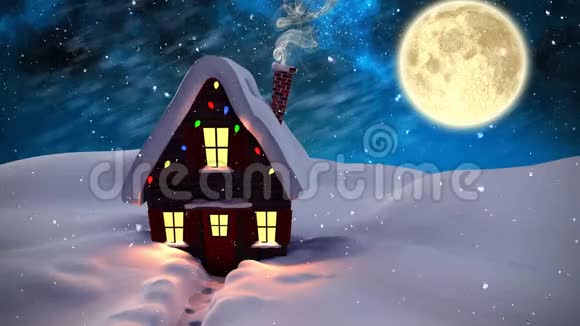 夜间积雪覆盖冬季景色的视频构图视频的预览图